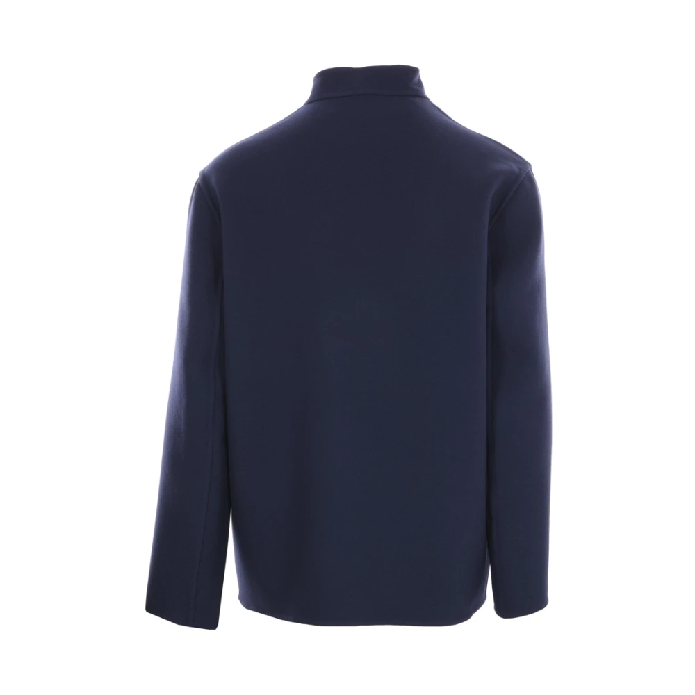Valentino Garavani Blauwe Wollen Jas Koreaanse Kraag Blue Heren