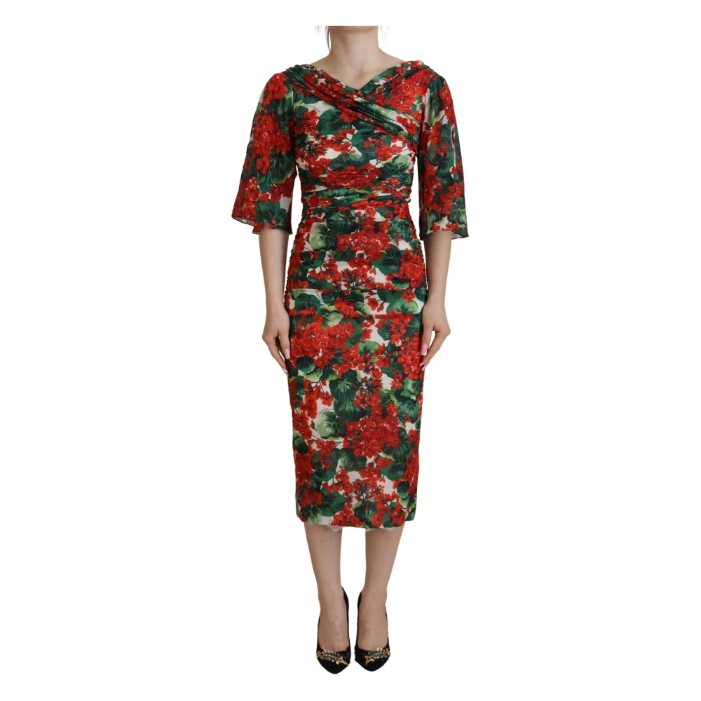 Dolce & Gabbana Betoverende Bloemenprint Sheath Jurk Multicolor Dames