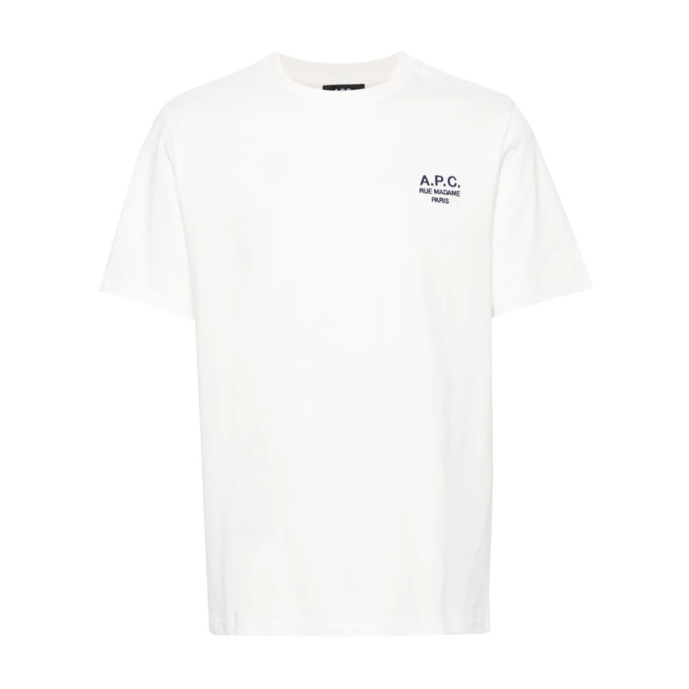A.p.c. Biologisch Katoen Logo Geborduurd T-Shirt White Heren