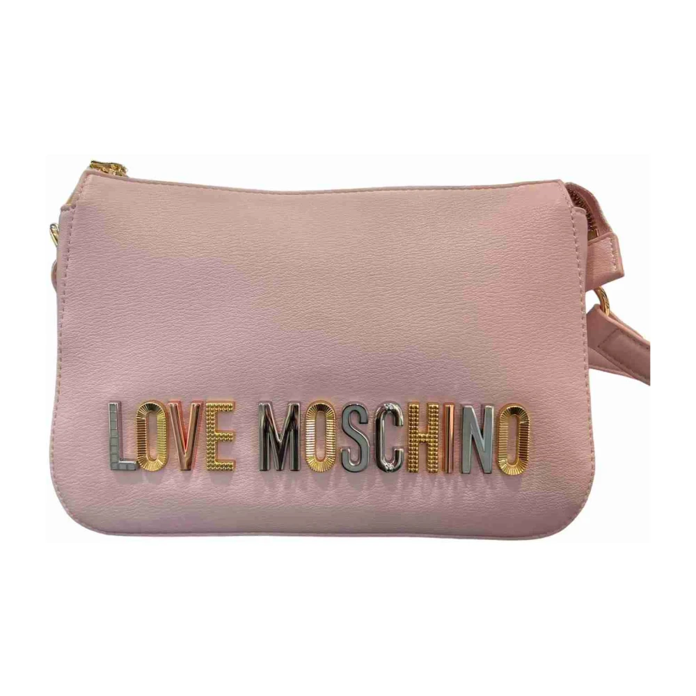 Love Moschino Grijze PU Tas Pink Dames