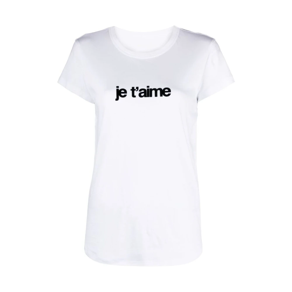 Zadig & Voltaire Witte Katoenen T-shirt met Flocktekst White Dames