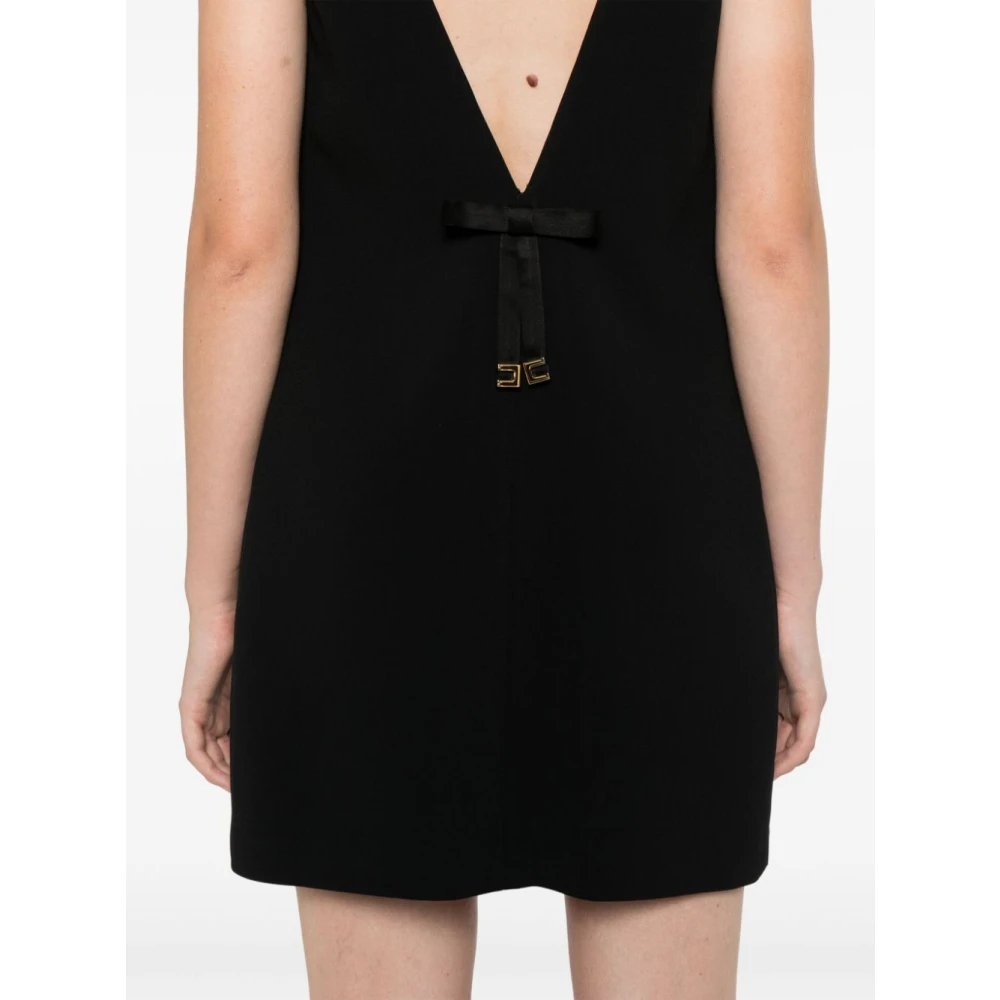 Elisabetta Franchi Zwarte V-hals jurk Aw24 Black Dames