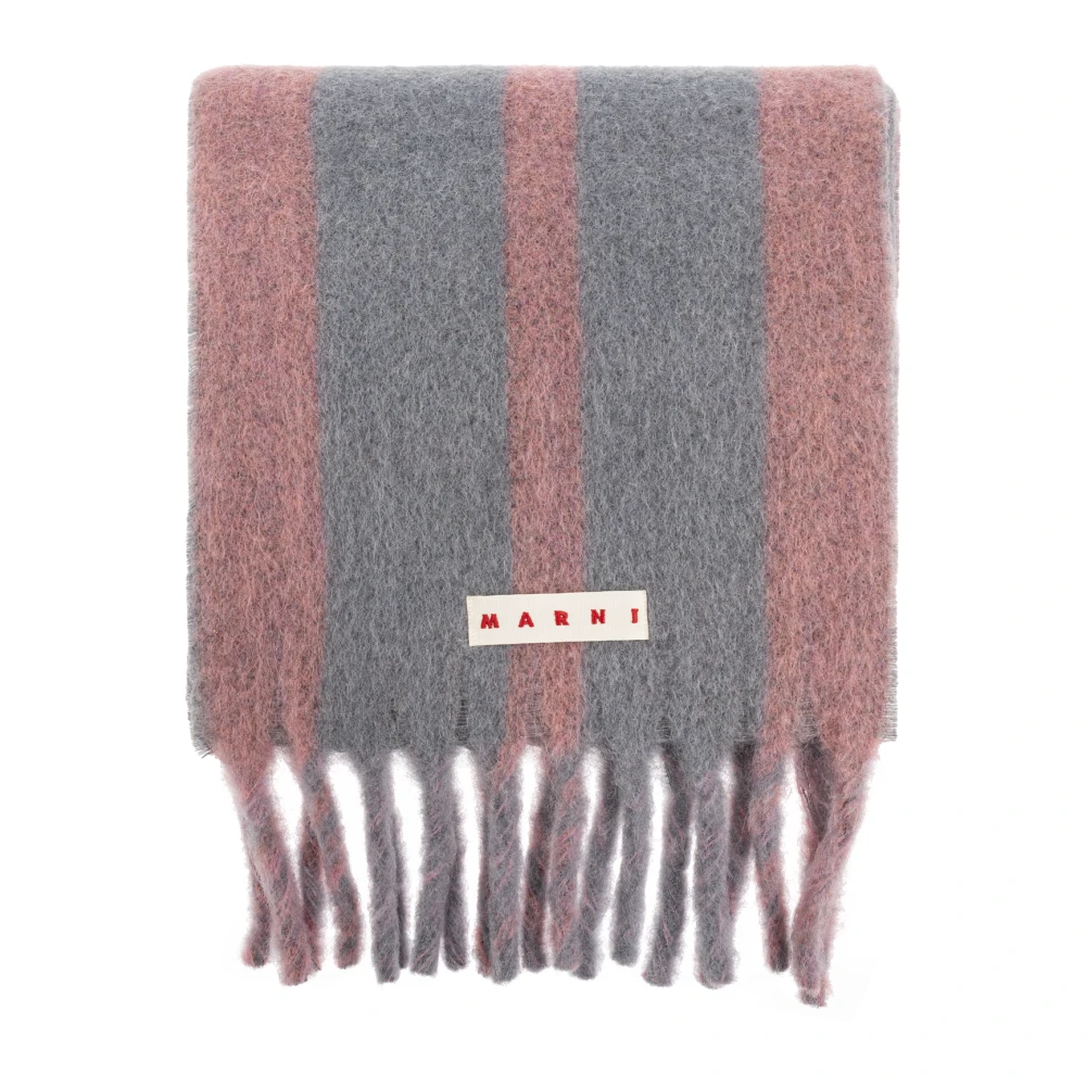 Marni Scarf With Logo - Female - Winter Scarves - Gray - One Size - Accessories