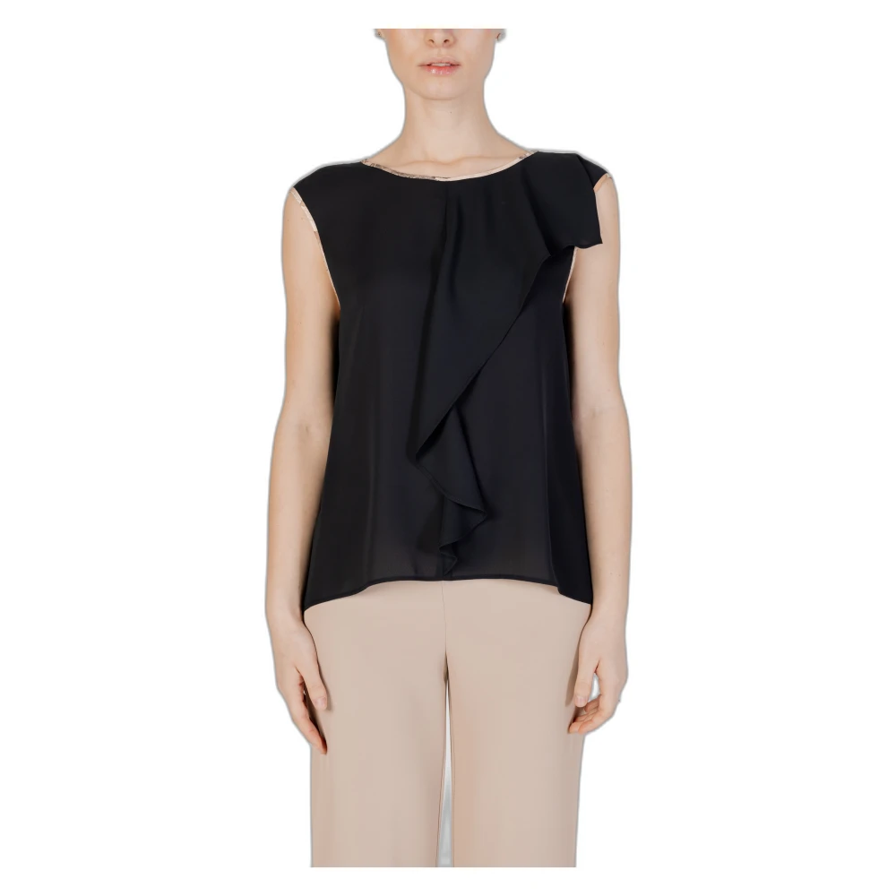 Alviero Martini 1a Classe Zwarte Polyester Korte Mouw Blouse Black Dames
