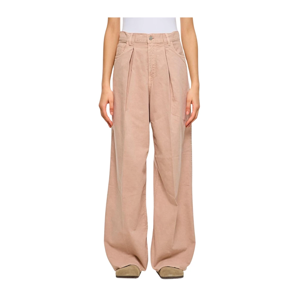 Haikure Women's Pink Wide Jeans, W28, Pleated Wideleg Cotton Trousers