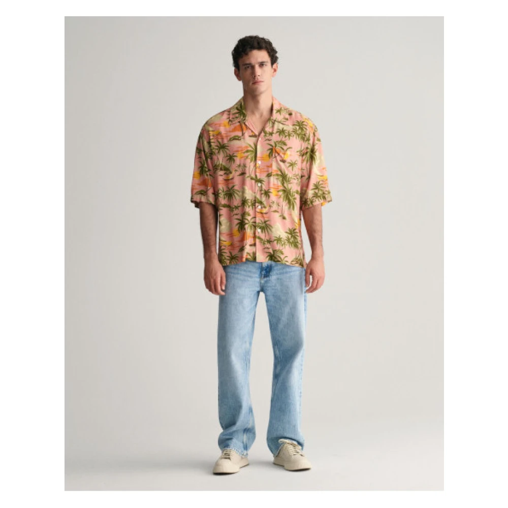 Gant Korte mouwen Hawaiiaans overhemd losse pasvorm Multicolor Heren