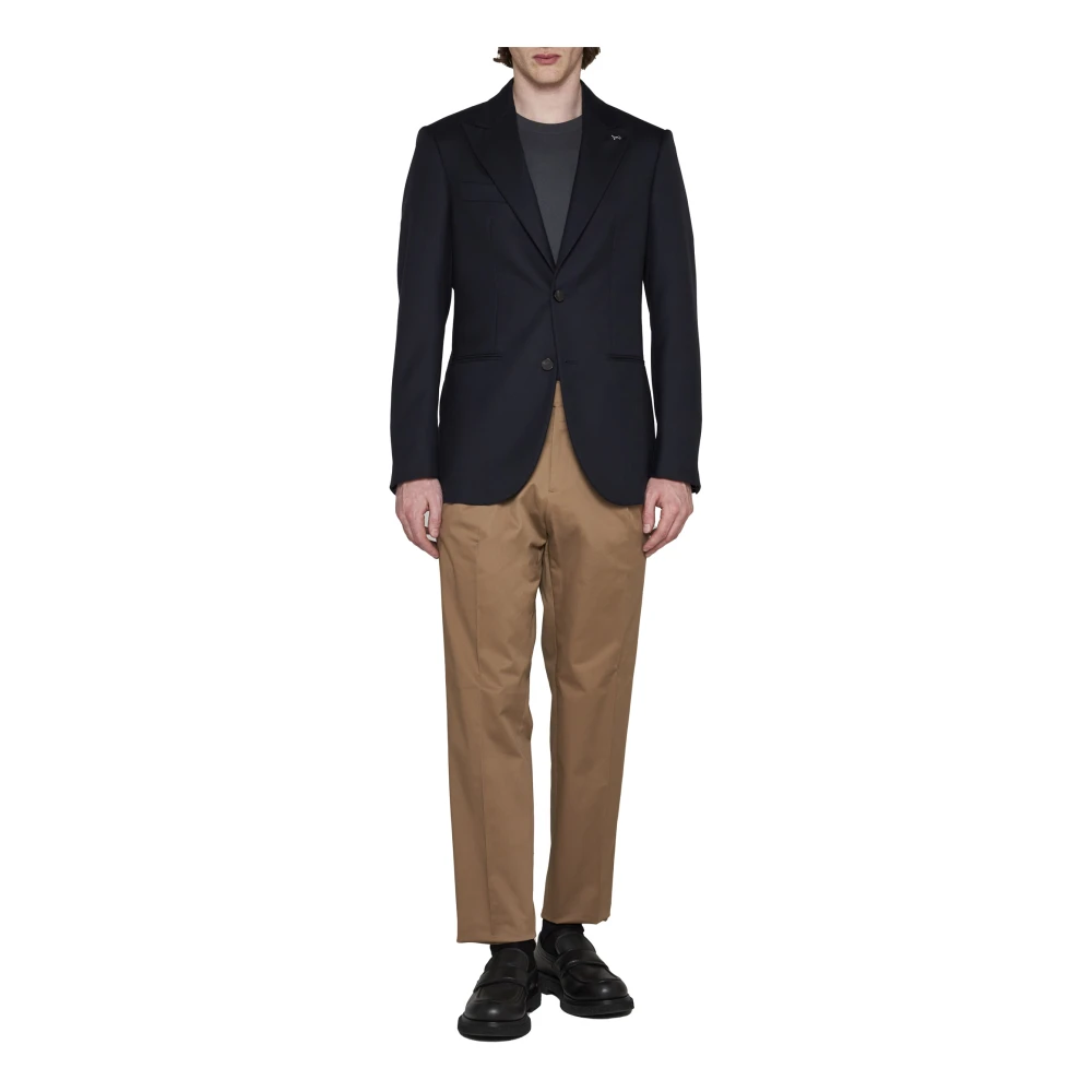 D4.0 Midnight Blue Wol Blazer met Peak Revers Blue Heren