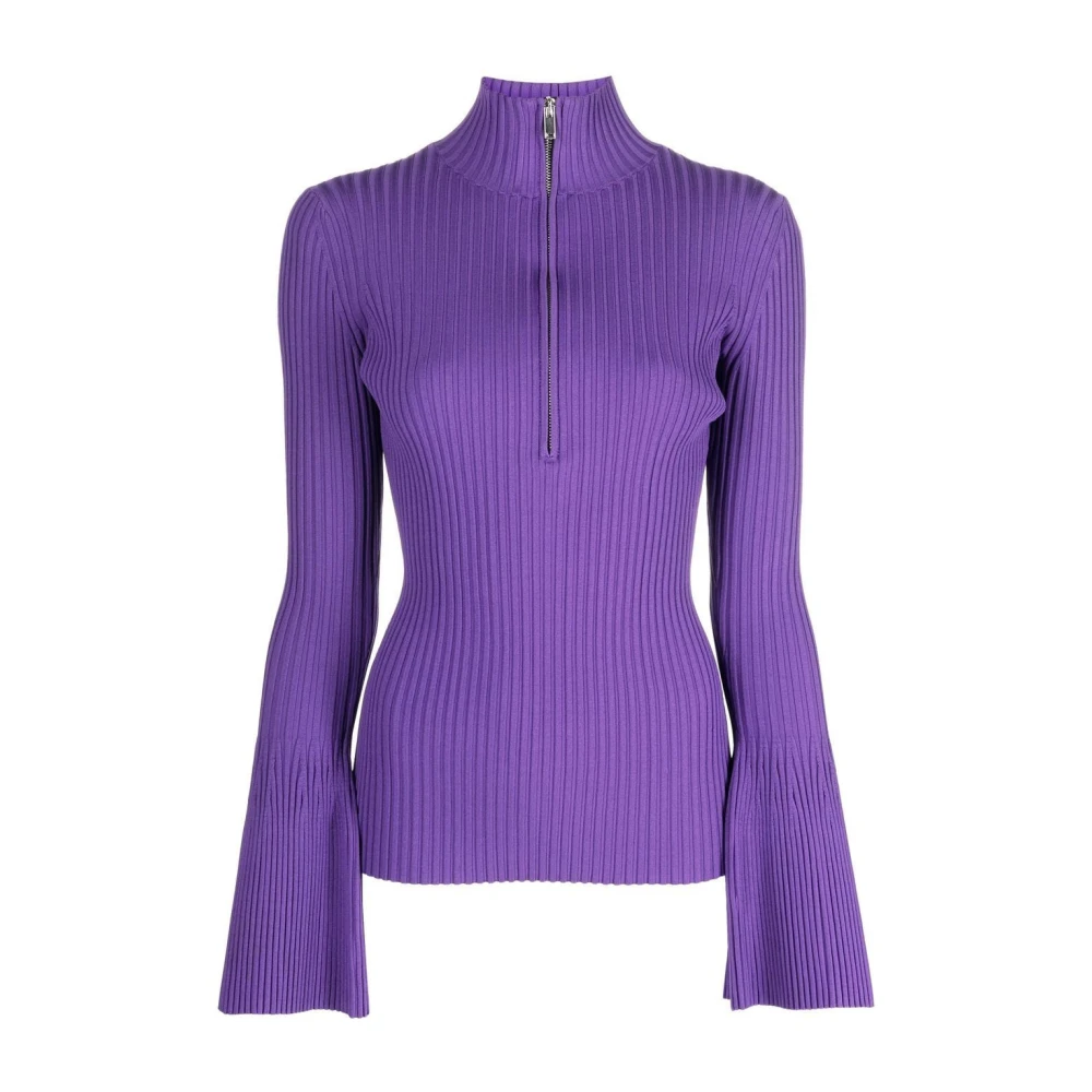 Proenza Schouler Paarse Rib Zip Sweater Purple Dames