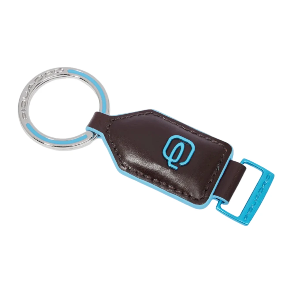 Piquadro Brown Blue Square Keyring - Male - Keychains - One Size - Accessories