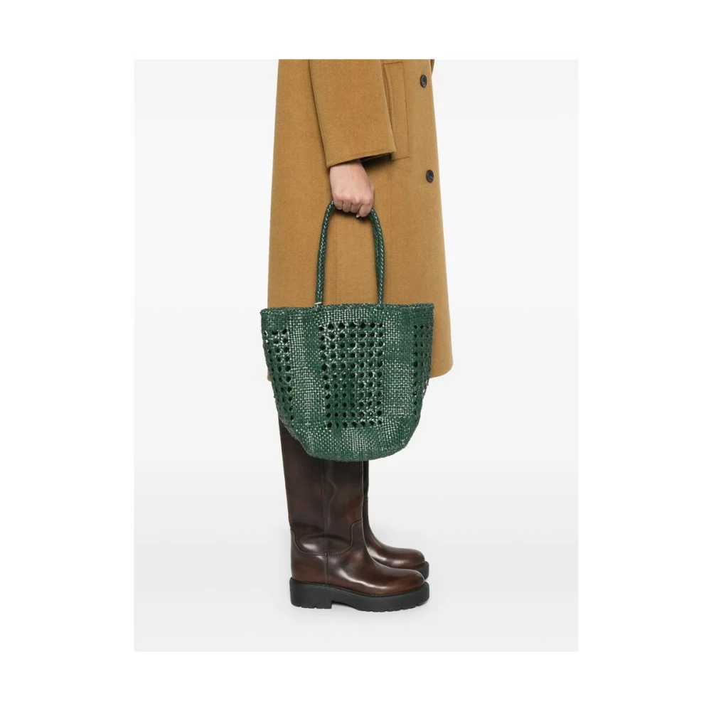 Dragon Diffusion Groene Leren Geweven Tote Tas Green Dames