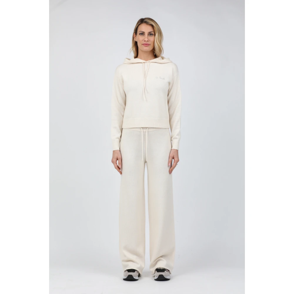 MC2 Saint Barth Gebreide broek met zijdelings borduurwerk White Dames