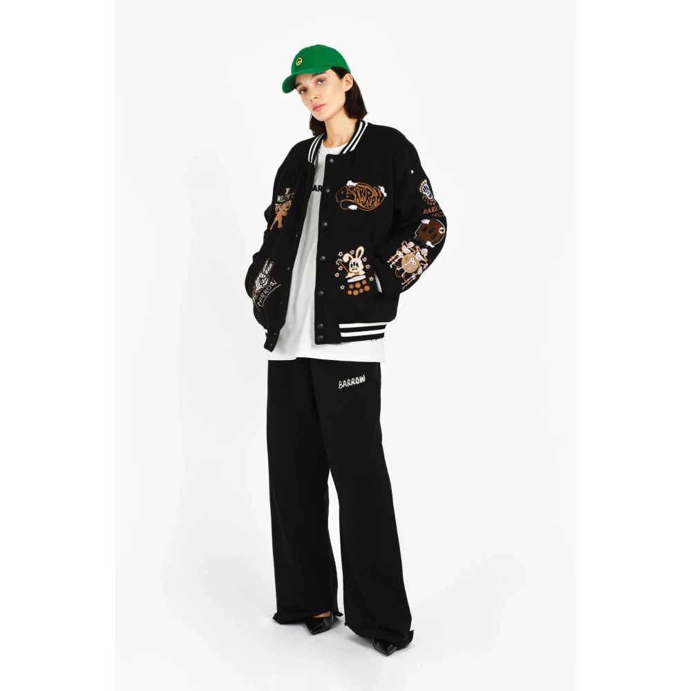 Barrow Teddy Print College Jacket Black Heren