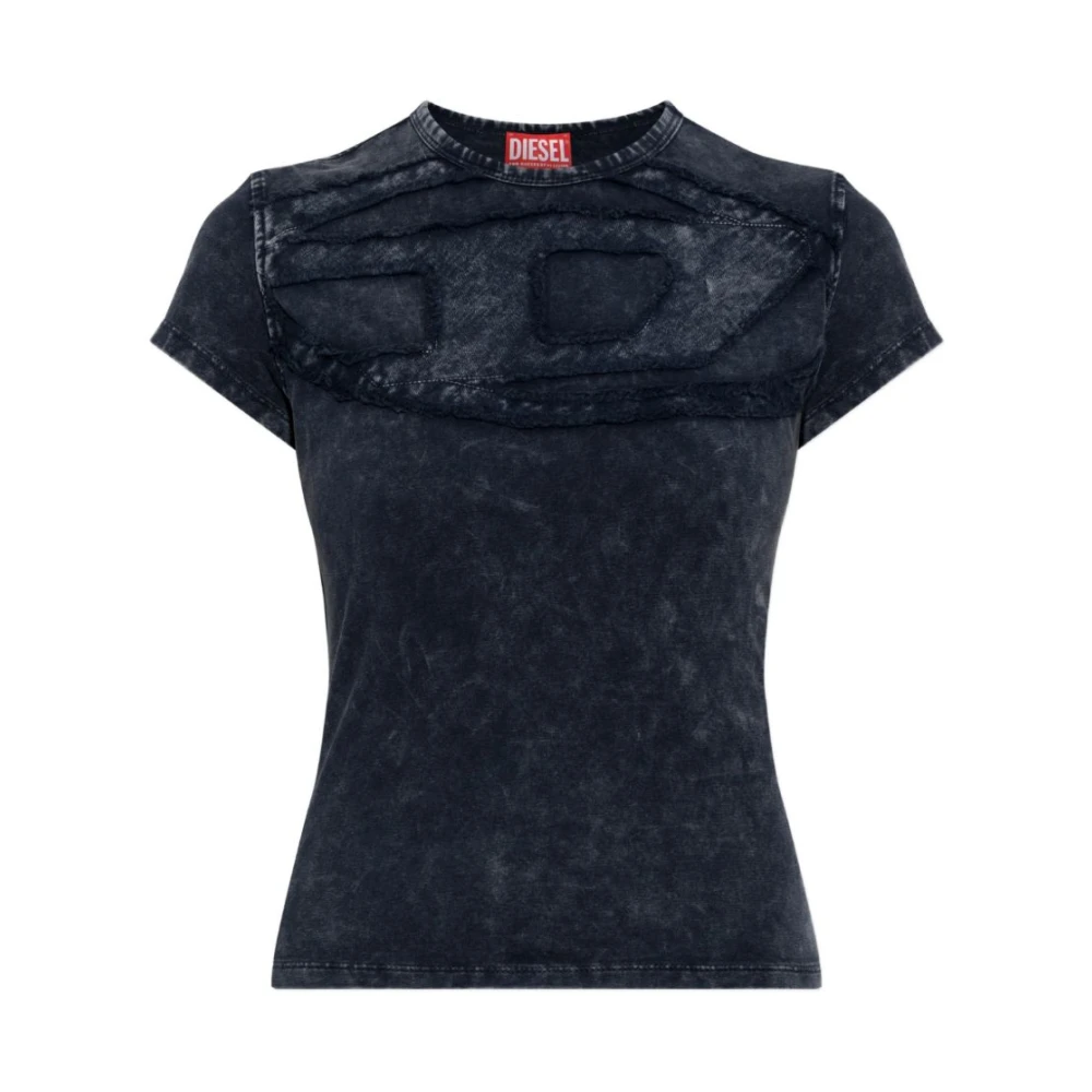 Diesel Vrouw Grijs Tops Dames, 2XS, Katoen, Logo Katoenen T-Shirt
