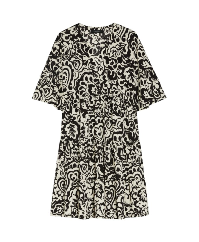 ely-kaftan-jurk-zwart-wit