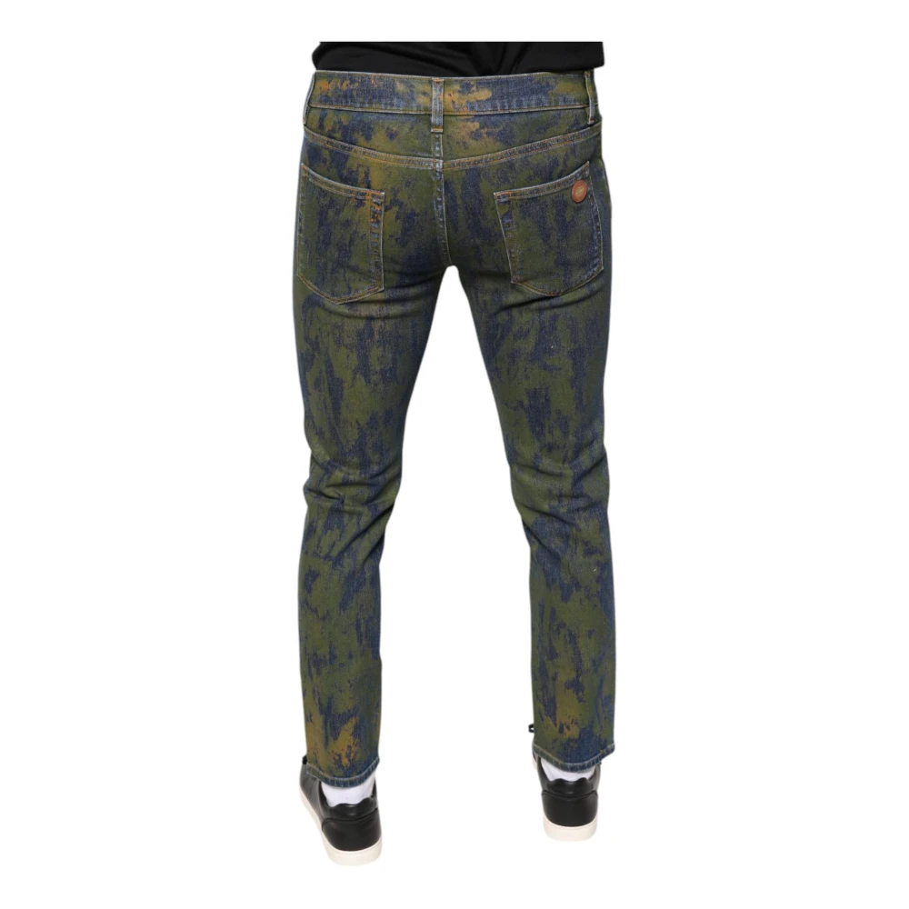 Dolce & Gabbana Blauwe Tie Dye Slim Fit Jeans Blue Heren