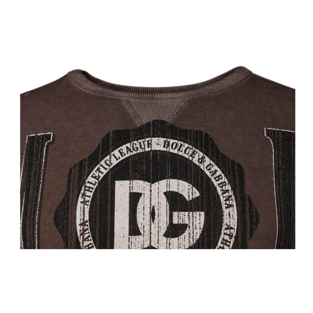Dolce & Gabbana Logo Print Pullover Trui in bruin Brown Heren