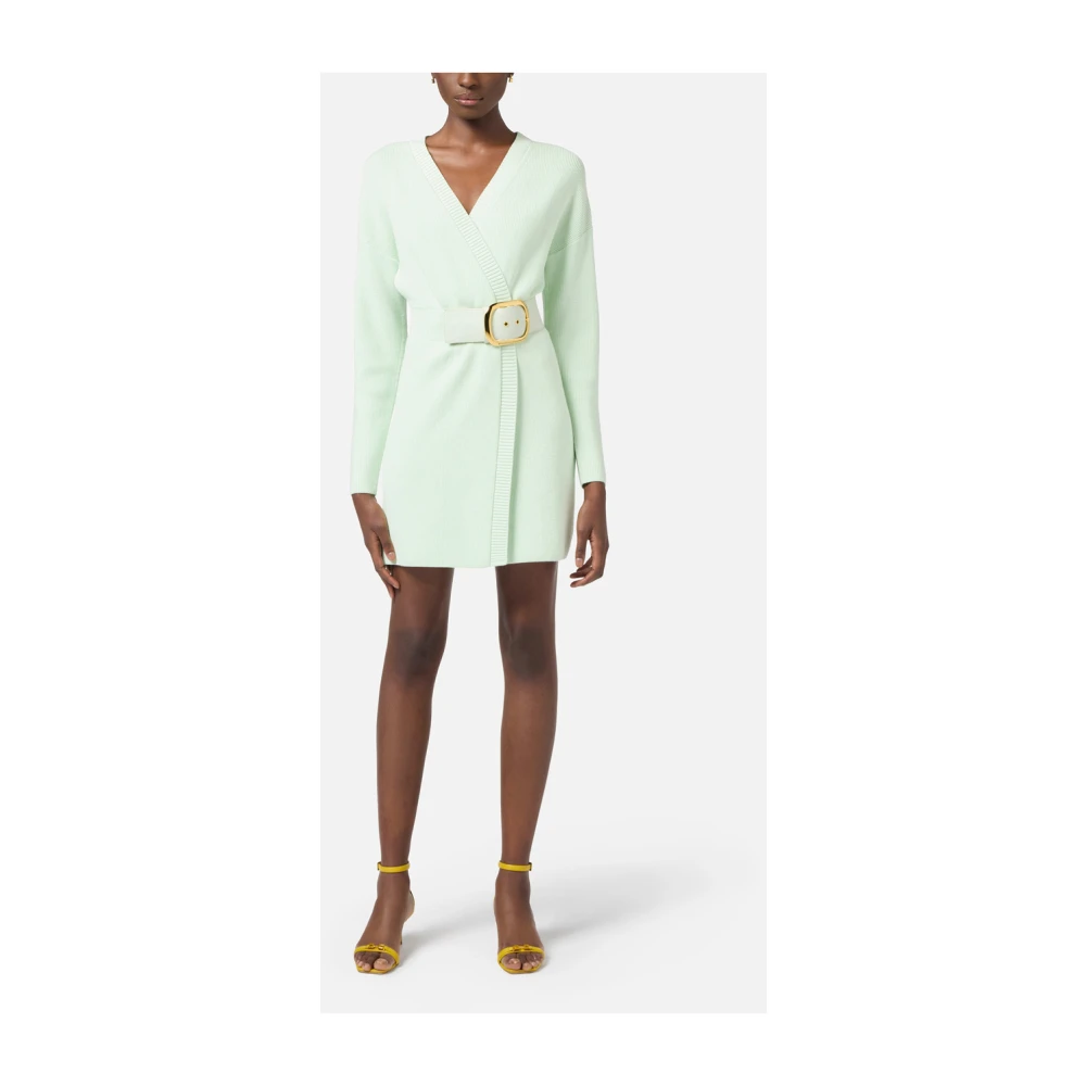 Elisabetta Franchi Groene Gekruiste Mini Jurk Green Dames