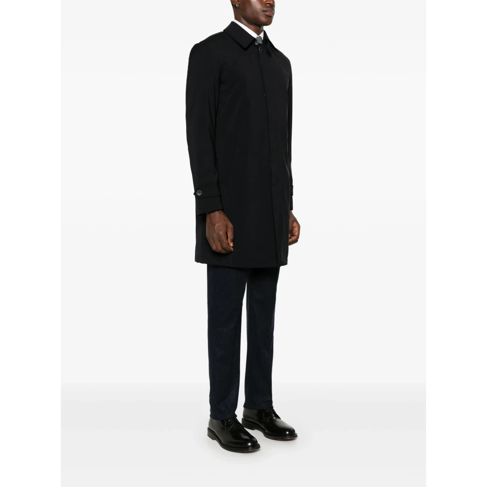 Herno Elegante Knopen Front Polyester Jas Blue Heren