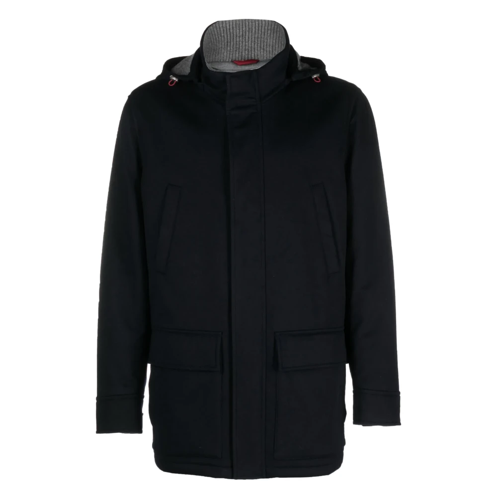BRUNELLO CUCINELLI Donker Cashmere Outwear Blue Heren