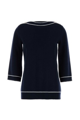 blue-sweater-with-logo-embossed-buttons