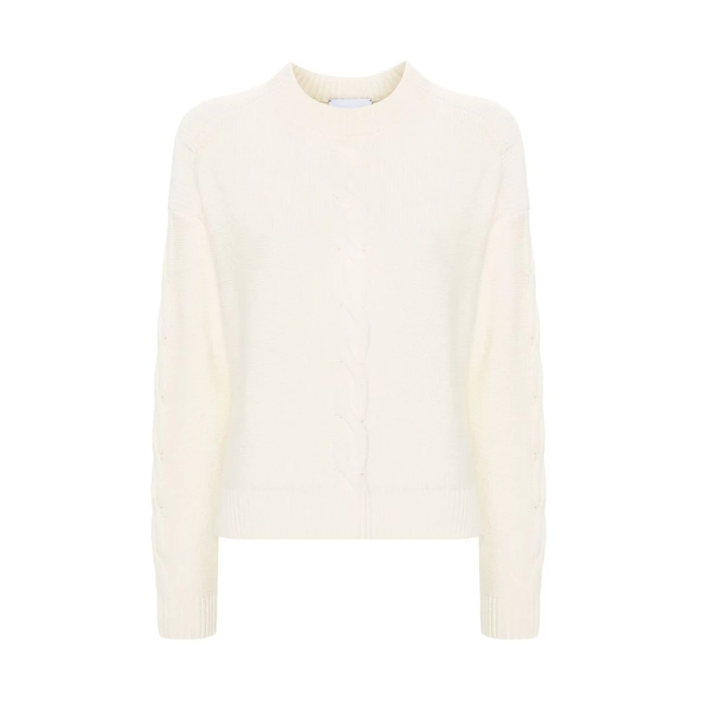 Kujten Ivoor Cashmere Kabelgebreide Trui Beige Dames
