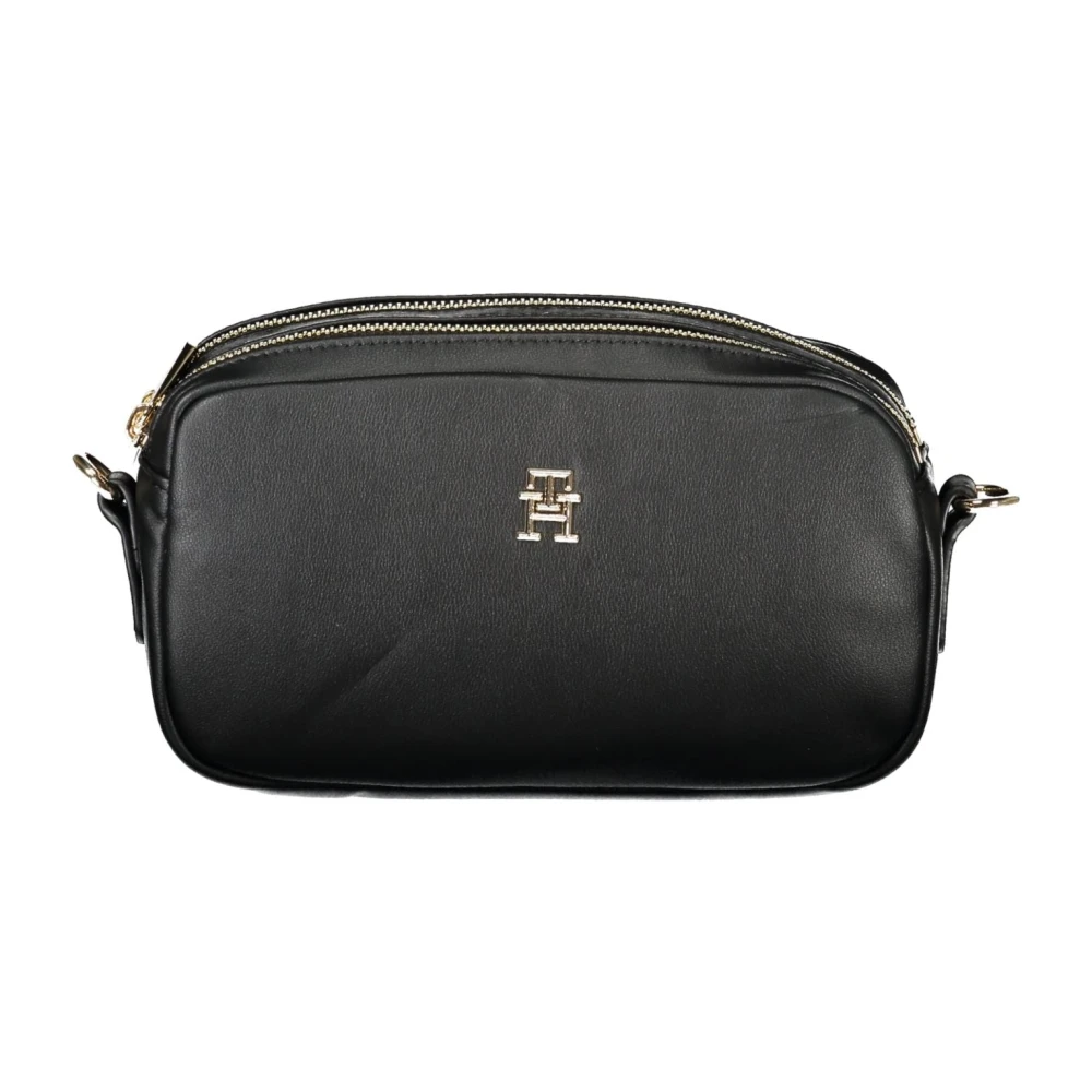Tommy Hilfiger Zwarte Schoudertas met Ritssluiting Black Dames