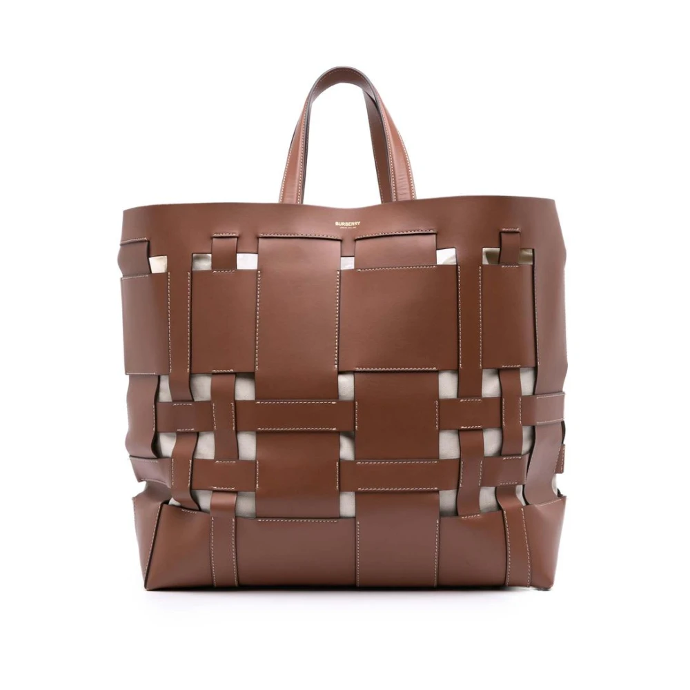Burberry Vintage Women's Brown Pre-Owned Woven Leather Tote Bag