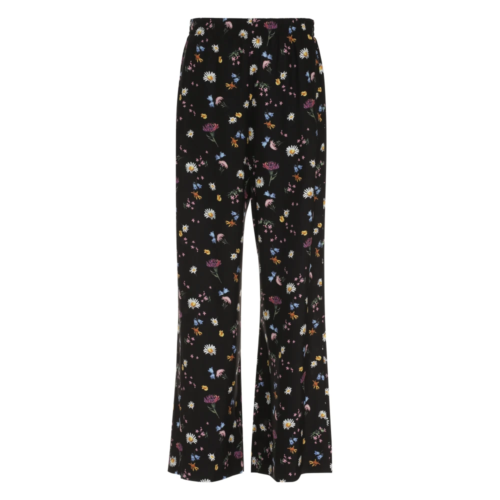 Stella Mccartney Zijden broek met bloemenprint Black Dames