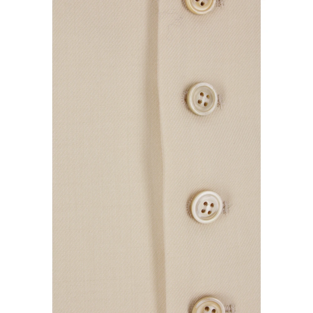 Maison Margiela Beige Wollen Twill Jas V-Hals Beige Dames