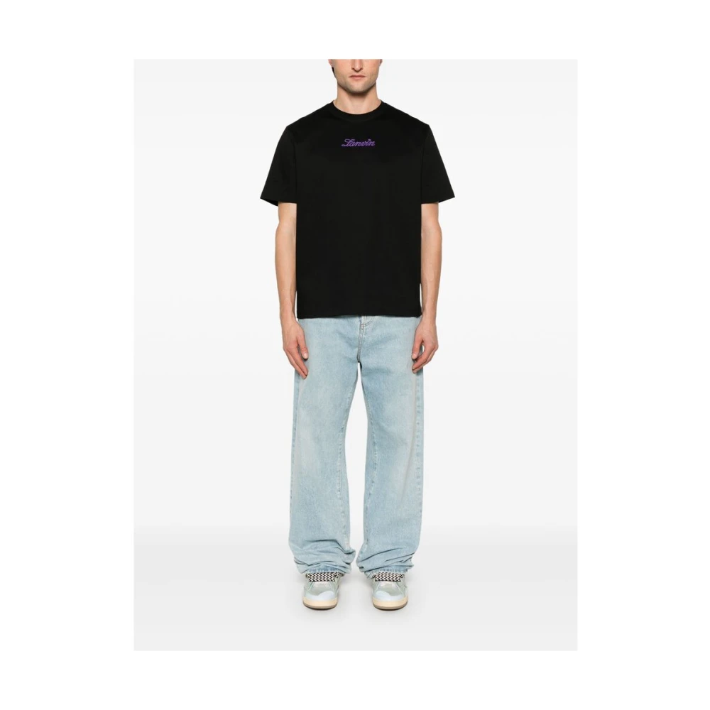 Lanvin Zwarte Crew Neck Korte Mouwen Shirt Black Heren