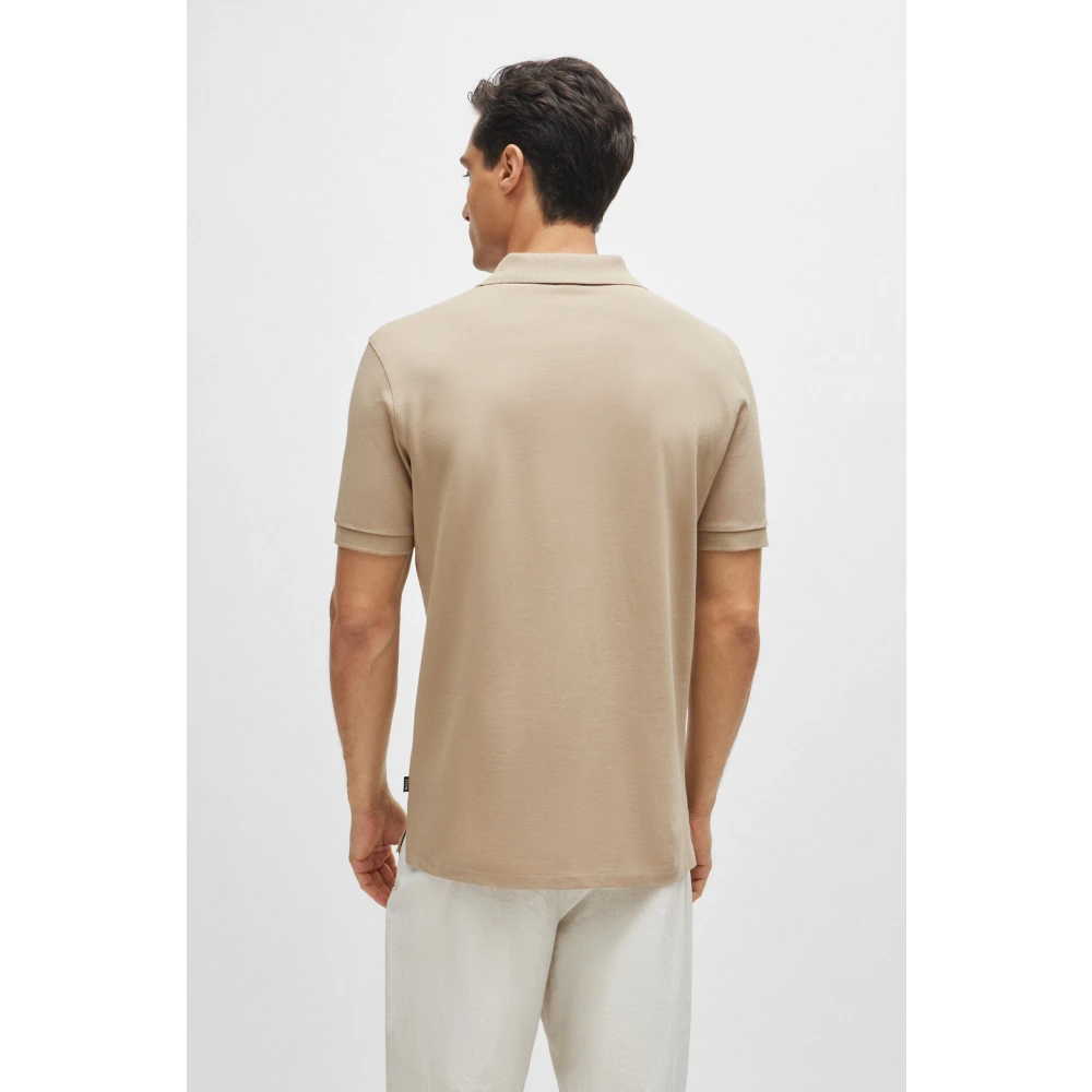 Boss Pique Polo Shirt Beige Heren