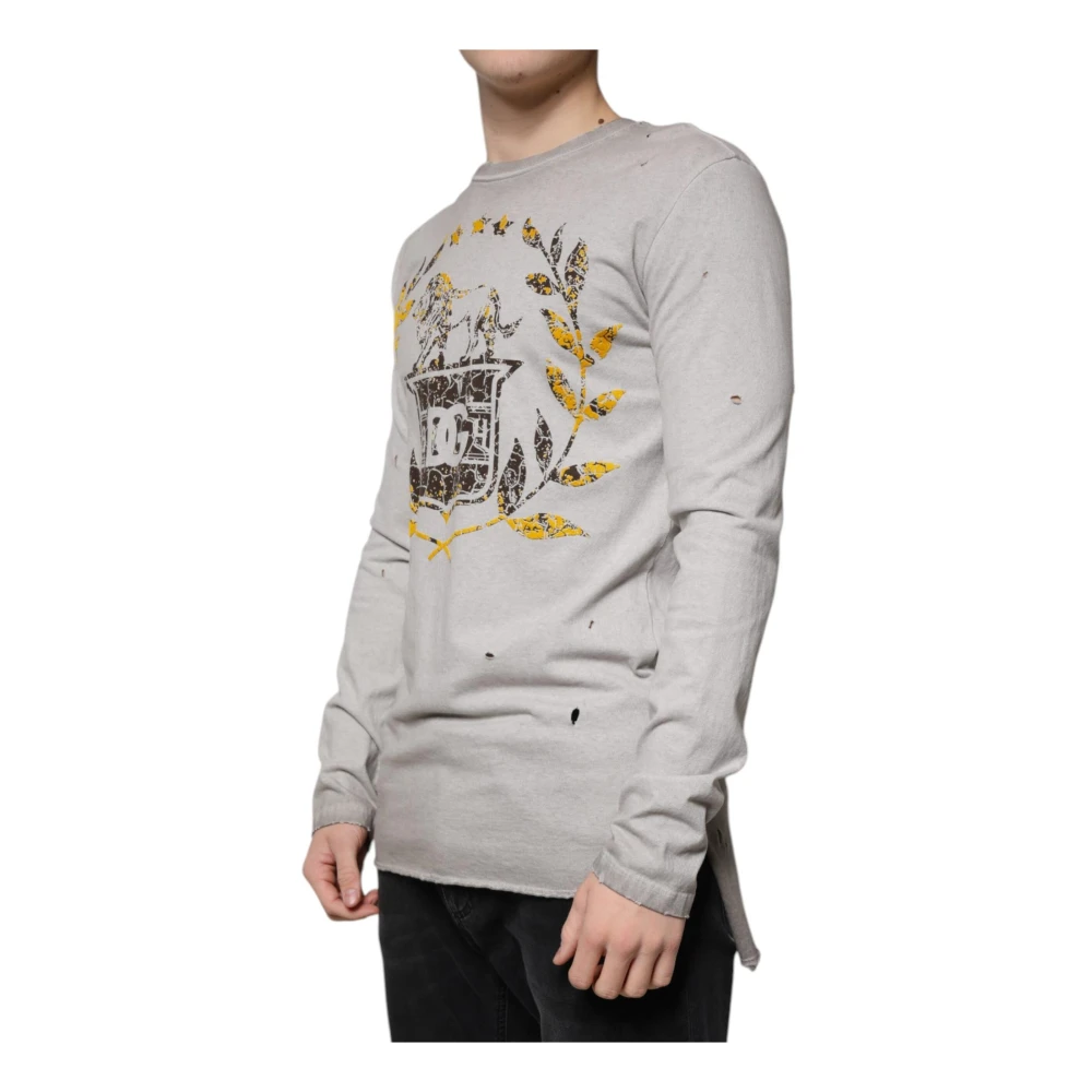 Dolce & Gabbana Logo Detail Katoenen Trui Grijs Mannen Gray Heren
