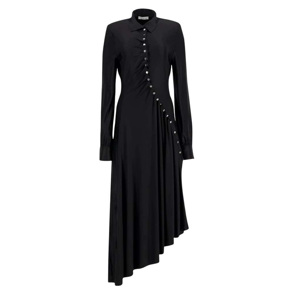 Rabanne Women's Black Draped Long Jersey Dress