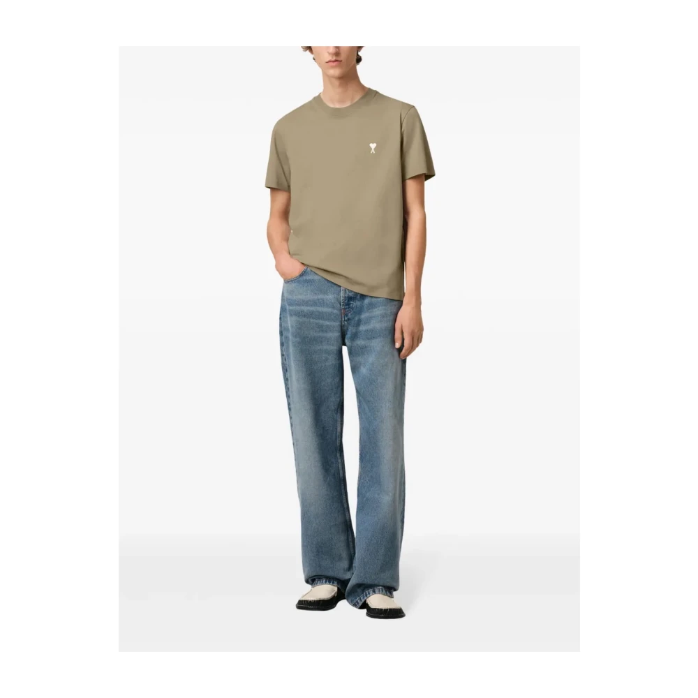Ami Paris Wit Grafisch T-shirt Beige Heren