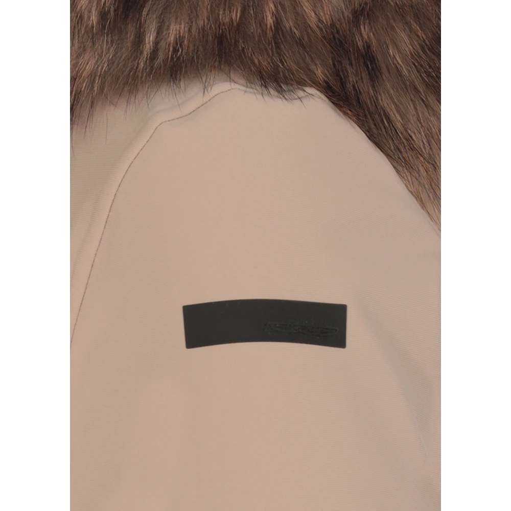 RRD Beige Gewatteerde Jas met Bont Capuchon Beige Dames