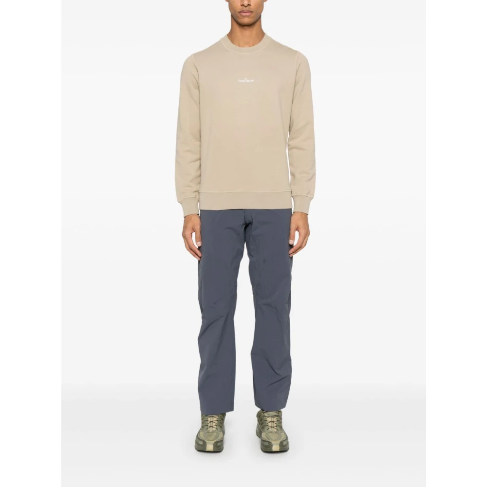 Stone Island Beige Ribbed Crew Neck Sweater Beige Heren