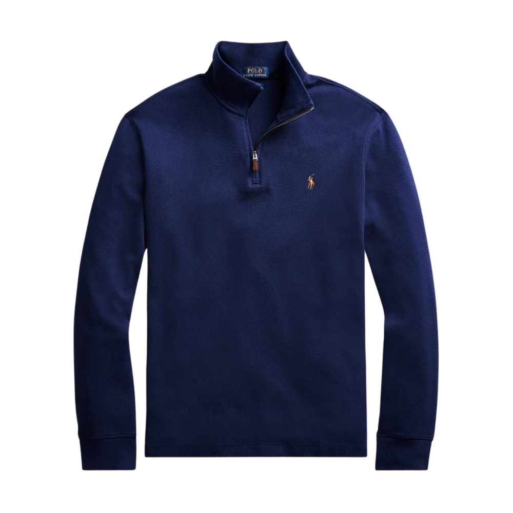 Polo Ralph Lauren Estate-Rib Quarter-Zip Pullover Sweater Blue, Herr