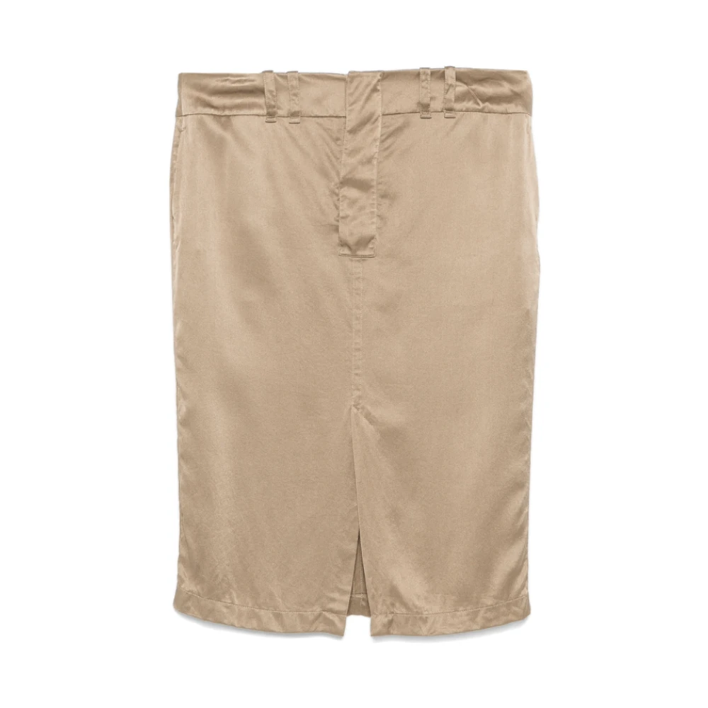 Saint Laurent Taupe Zijden Pencil Rok Beige Dames