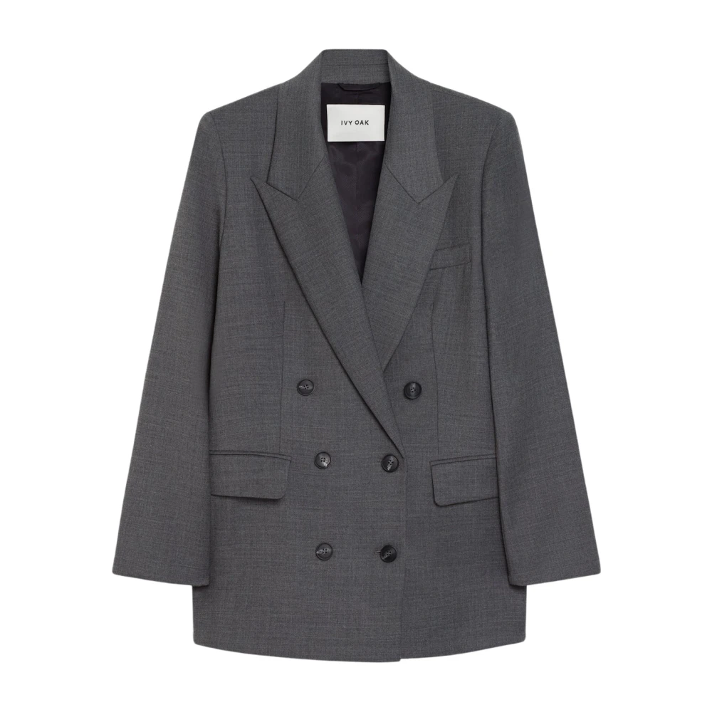 IVY OAK Dubbelrijige boxy blazer in diep grijs Gray Dames