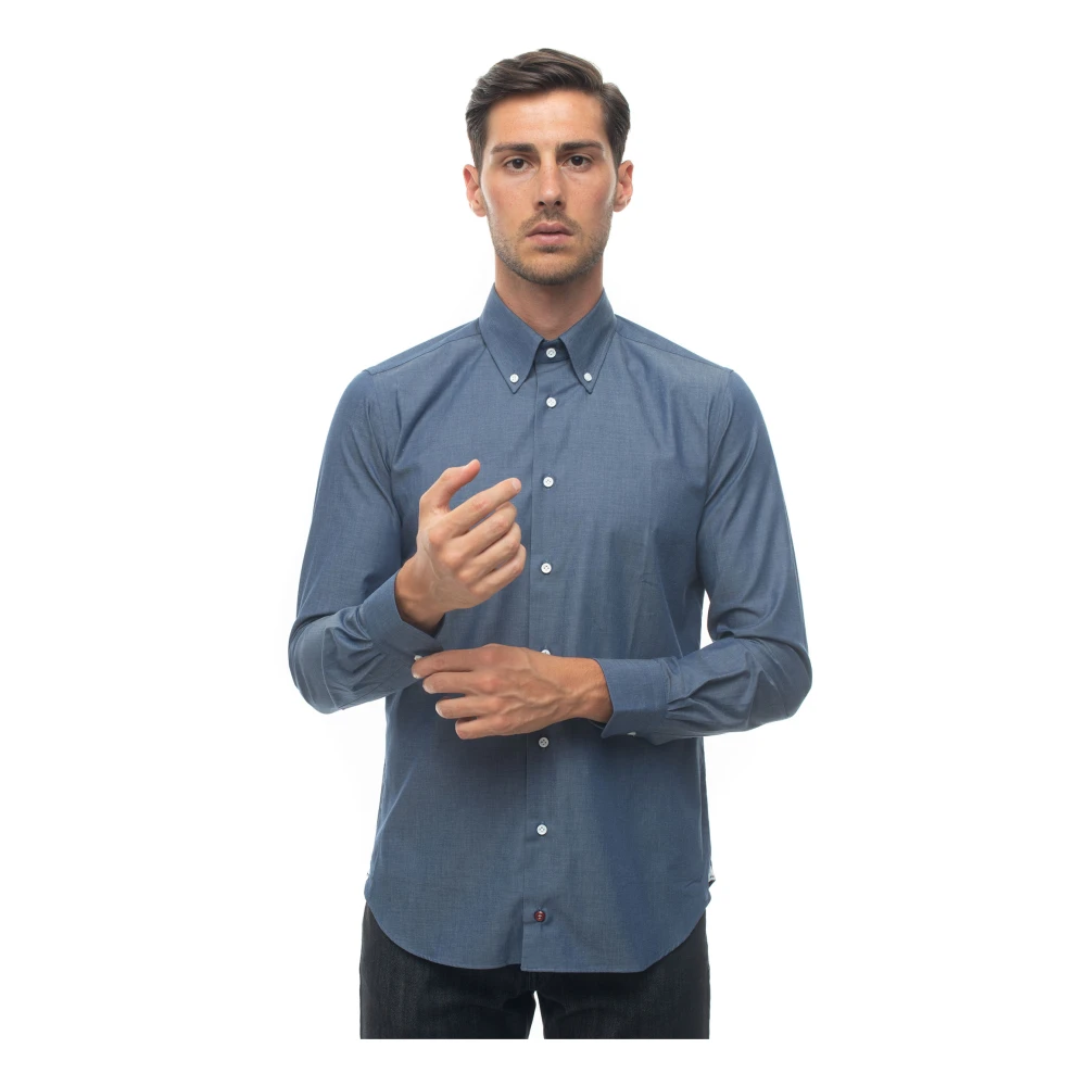 Càrrel Denim Button-Down Casual Overhemd Blue Heren