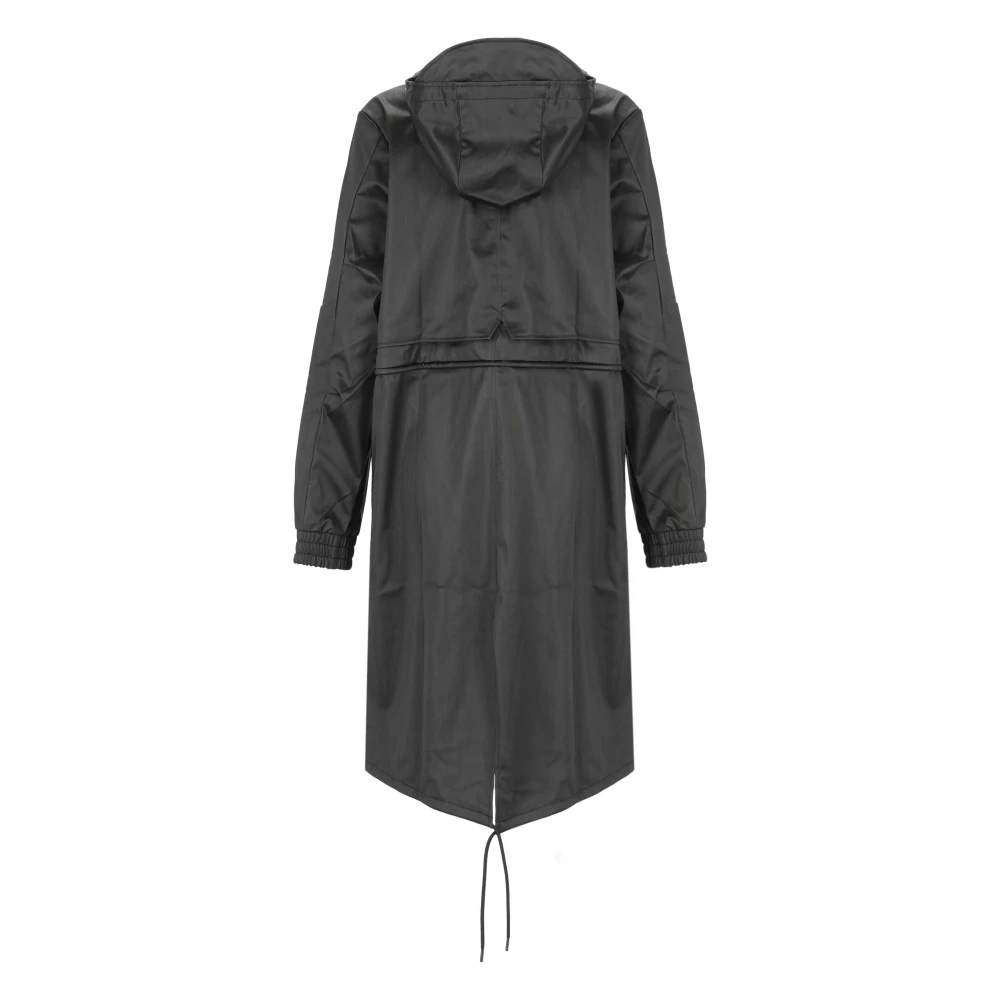 Rains Zwarte regenjas met capuchon en trekkoorden Black Dames