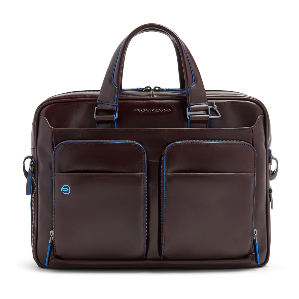 Piquadro Mannelijk Bruin Tassen Heren, One Size, Leer, Blue Square Aktetas 15"