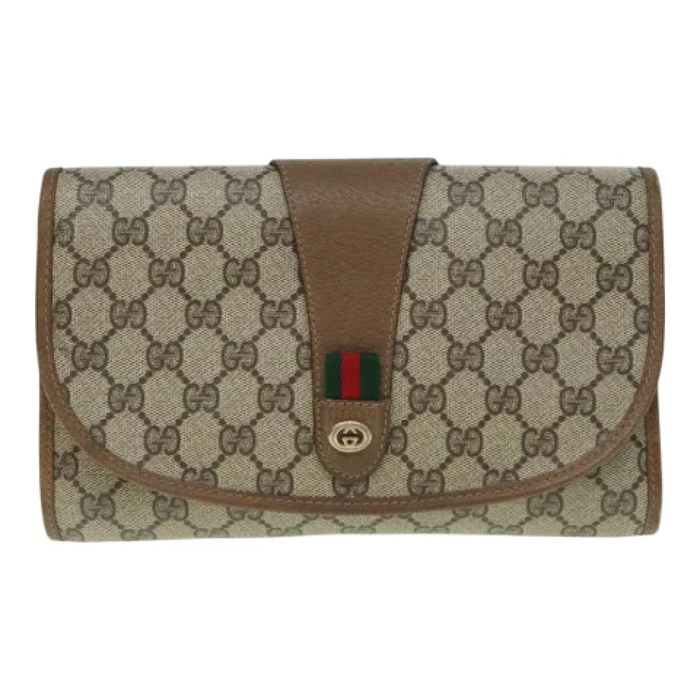 Gucci Vintage Pre-owned Leather clutches Beige Dames