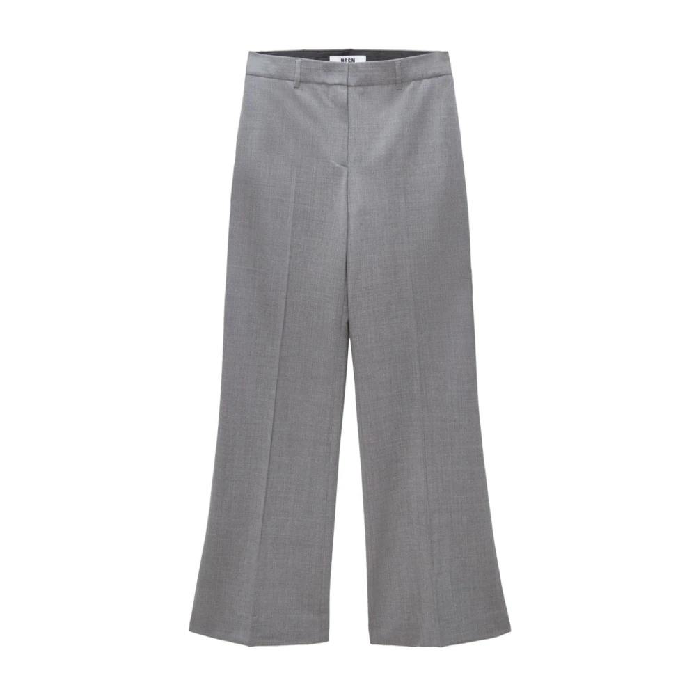 Msgm Grijze Wol Hoge Taille Broek Gray Dames