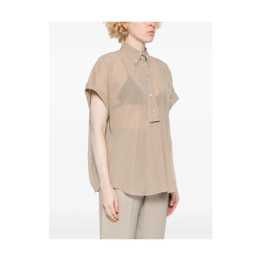 BRUNELLO CUCINELLI Zandbruine Button-Down Shirt Beige Dames