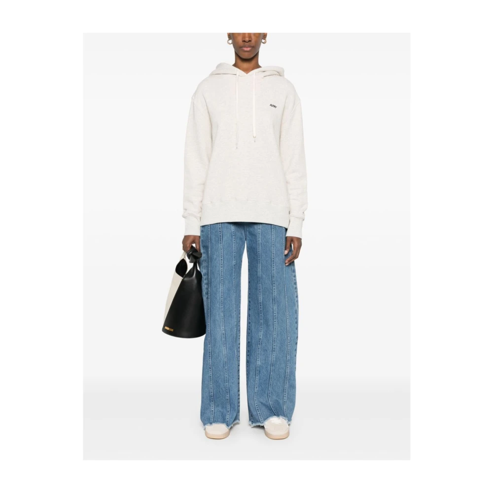 Autry Lichtgrijze Hoodie met Geribbelde Zoom en Manchetten Gray Dames