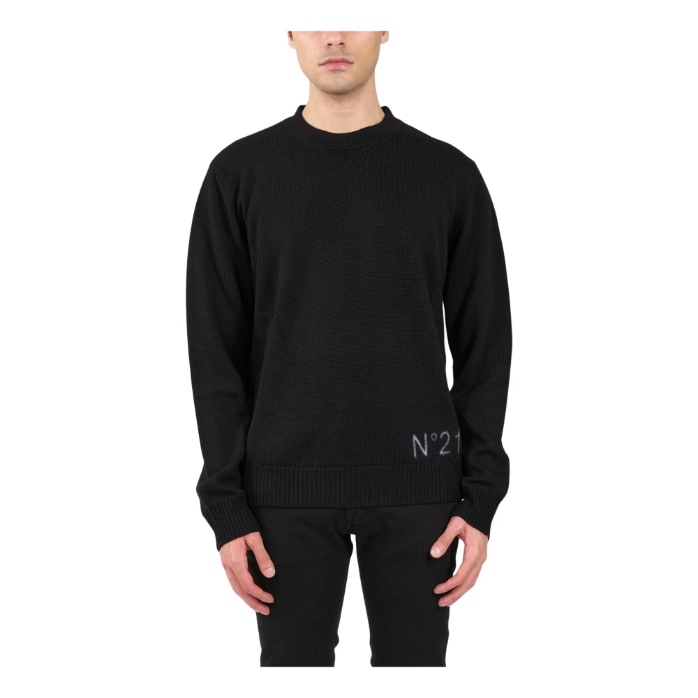 N21 Wollen Gebreide Trui Black Heren