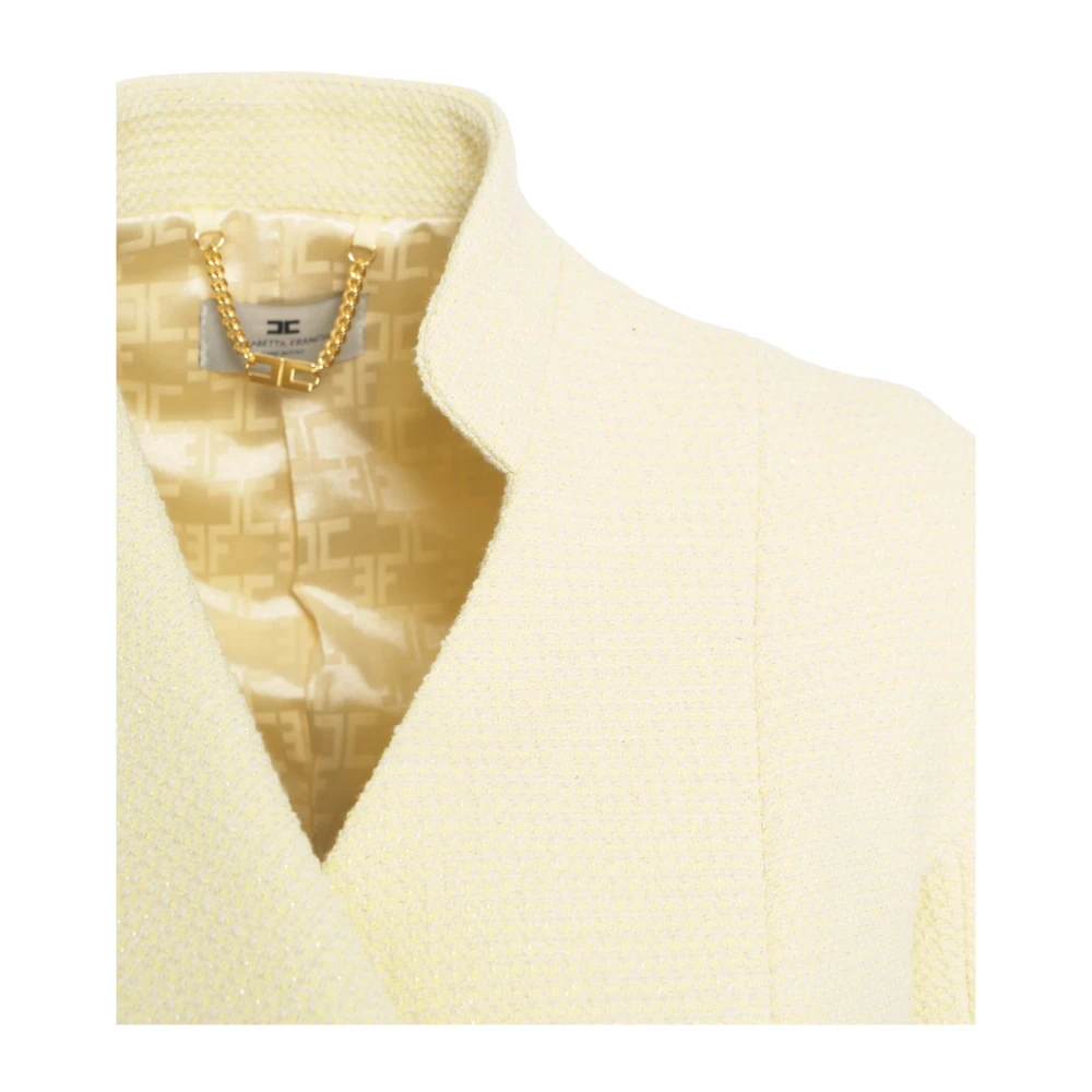 Elisabetta Franchi Gele Diamond Tweed Blazer Yellow Dames