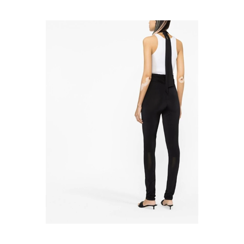 The Attico Zwarte Halternek Skinny Cut met Kettingdetail Black Dames