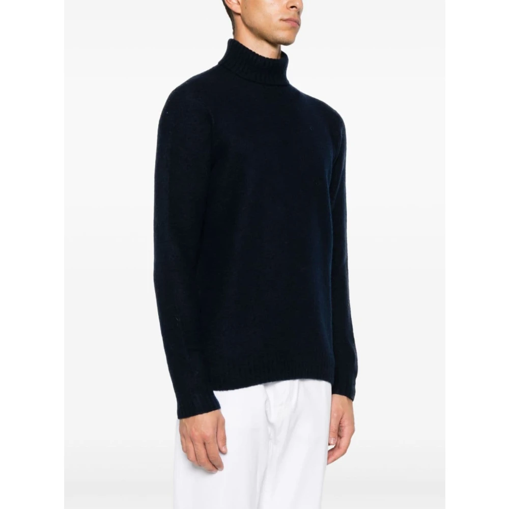 Drumohr Navy Blauw Wol Gebreide Trui Blue Heren